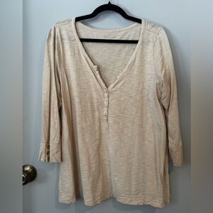 Lilly Pulitzer Cream Long Sleeve Henley 3-button Top XL